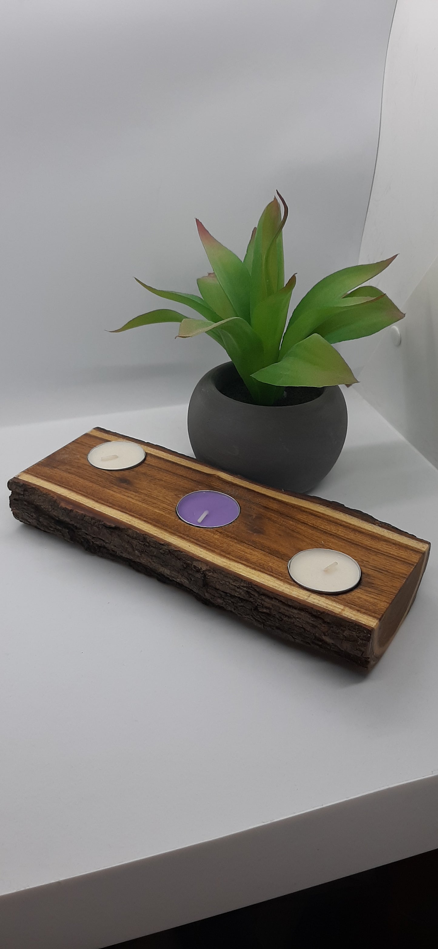 Triple Rustic Timber Tealight Holder