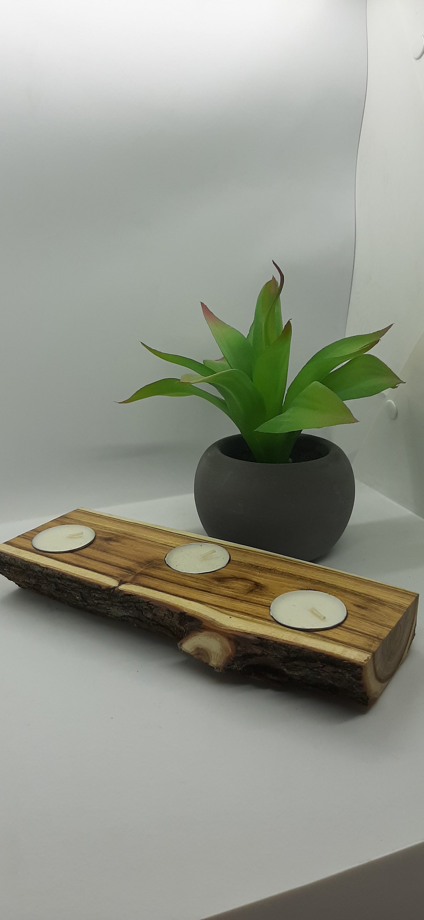 Triple Rustic Timber Tealight Holder