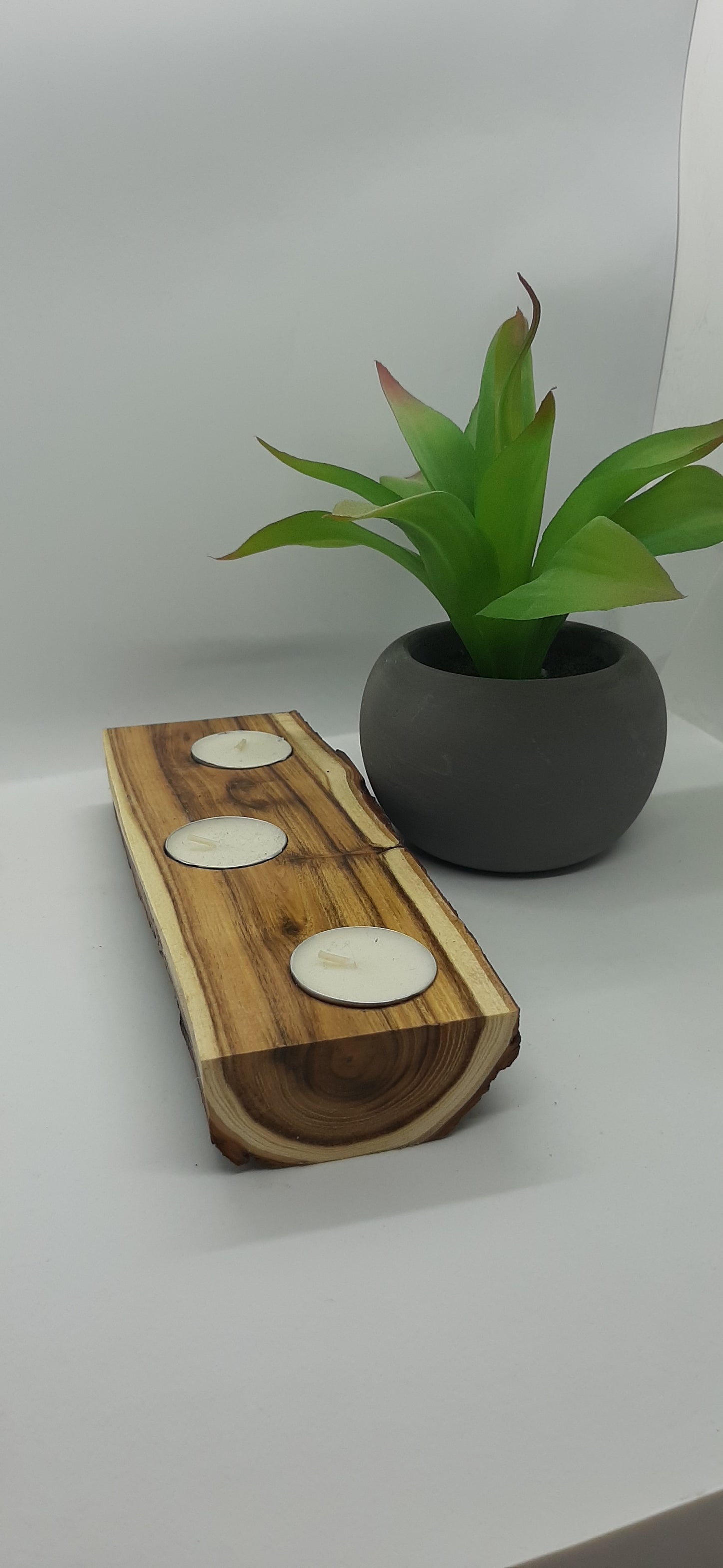 Triple Rustic Timber Tealight Holder