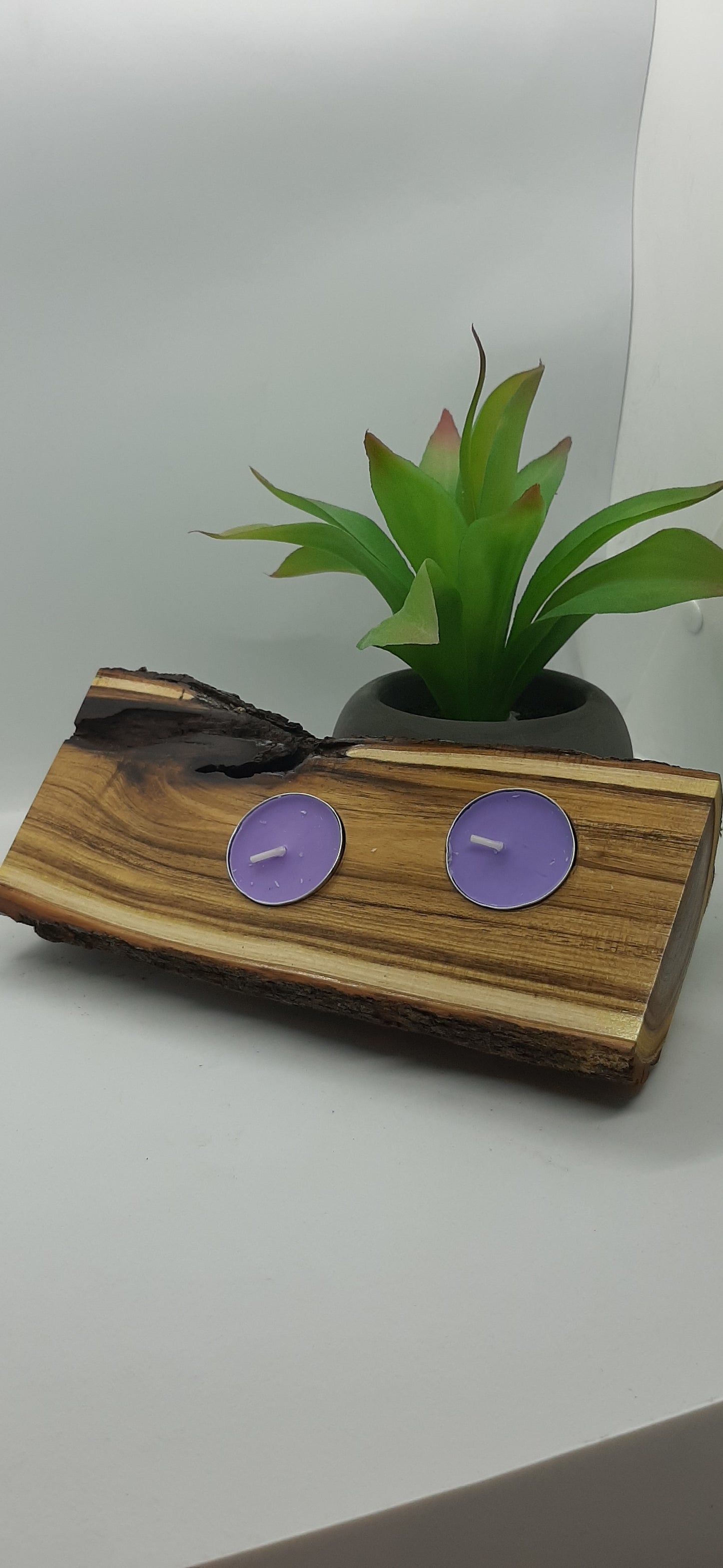 Double Rustic Timber Tealight Holder